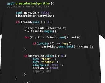 Algoritme van de partij T-shirt | Grappige programmeur | JavaScript-codering | Geek | Softwareontwikkelaar