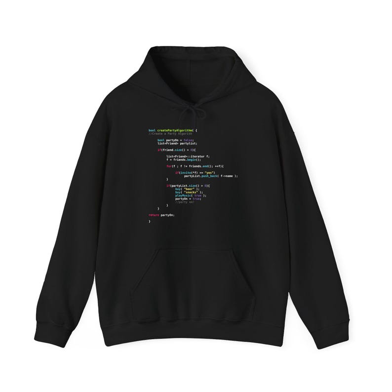 Party Algorithm Hoodie | Funny JavaScript Programmer Gift for Software Developer Computer Science Student Geek Coding Humor image 1