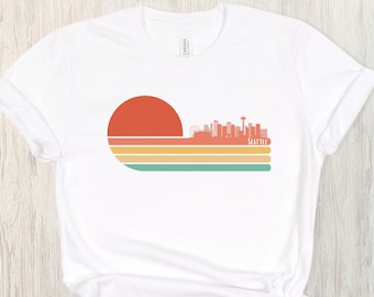 Retro Seattle T-Shirt, Vintage Seattle Skyline Shirt, Seattle Washington Skyline Shirt, Retro Seattle Skyline Tee, Seattle Souvenir Shirt