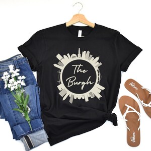 The Burgh Pittsburgh T-Shirt, Pittsburgh Pennsylvania Skyline Shirt, Pittsburgh Circular Skyline Tee, Pittsburgh Souvenir Shirt