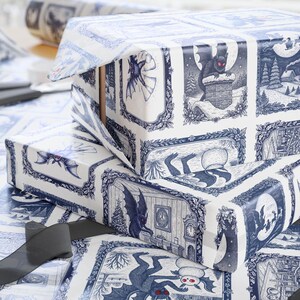 Mothman Cryptid Holiday Wrapping Paper | Vintage Spooky Winter Design
