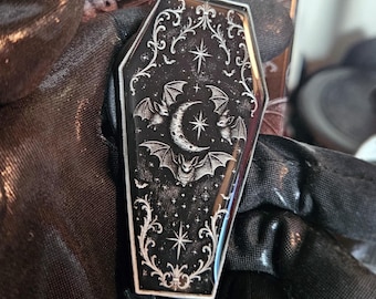 The Moonlight Reliquary – Bats and Crescent Moon Phone MagSafe or Adhesive Grip | Hand-Painted 3D Resin Relief