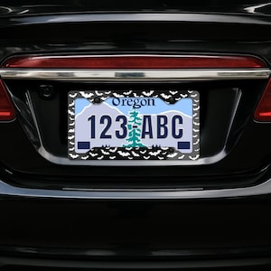 Bat Metal License Plate Frame, Car Decor, Spooky Accessories, Gift for Spooky Season, Halloween Lover&#39;s Gift, Unique Car Accessory
