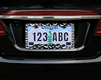 Bat  License Plate Frame | Spooky Car Decor, Halloween Accessory
