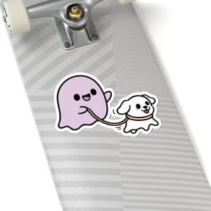 Adorable pegatina troquelada de perro fantasma, decoración de Halloween, pegatina para portátil, regalos de fiesta, regalos kawaii, verano, amantes de los perros