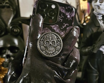 Day of the Dead, Dia de los Muertos, Skull | 3D Relief Art Phone Holder Decor | 3 options: Phone Grip or MagSafe Grip or Top Only