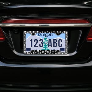 Skull Metal License Plate Frame, Car Decor, Spooky Accessories, Gift for Spooky Season, Halloween Lover&#39;s Gift, Unique Car Accessory