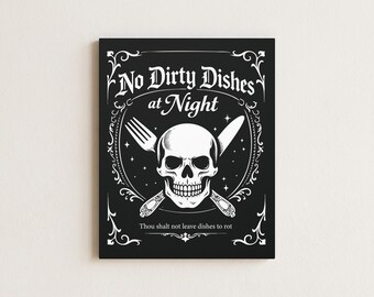 Skull Kitchen Art Canvas | Gothic Decor, Matte Wall Art (16 x 20 inches)