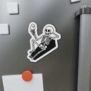 Chill Skeleton Magnet, Halloween Decor, Laptop Accessories, Party Favors, Cute Gifts, Spooky Vibe, Summerween, Halloween summer