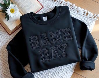 Embroidered Game Day Sweatshirt - Tailgate Football Crewneck