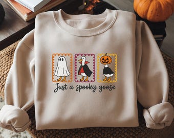 Embroidered Halloween Goose shirt, just a Spooky Goose t-shirt, Halloween Sweatshirt , Spooky Season shirt, Spooky Goosey Shirt, Goose Shirt