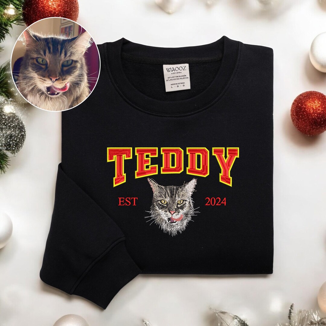 Pet Embroidered Sweatshirt Embroidered Custom Cat Crewneck Custom Dog