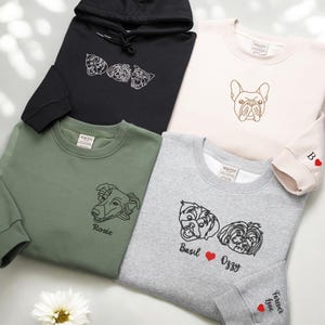 Custom Embroidered Dog Hoodie,Personalised one-line Pet Sweatshirt,Dog Mom Sweater,Unisex Embroidered Hoodie,Custom Gifts For Dog Owners