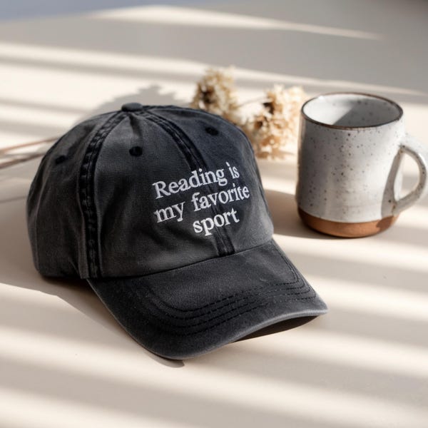 Embroidered 'Reading is My Favorite Sport' Hat, Book Lover Gift