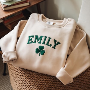Embroidered Personalized St Patrick&#39;s Day Sweatshirt, Shamrock Sweater