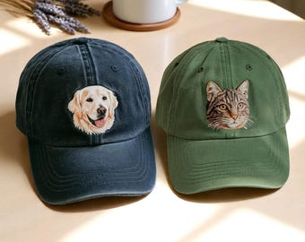 Custom Embroidered Pet Photo Hat, Personalized Dog/Cat Cap