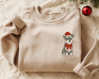 Embroidered Miniature Schnauzer Christmas Sweatshirt, Dog Lover Gift
