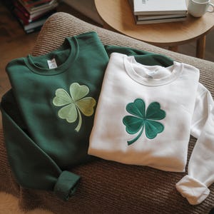 Embroidered Irish Shamrock Sweatshirt, St. Patrick&#39;s Day Clover