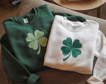 Embroidered St. Patrick&#39;s Day Sweatshirt, Irish Clover Sweatshirt, Irish Shamrock Sweatshirt, Saint Patricks Day Women, St Patricks Hoodie
