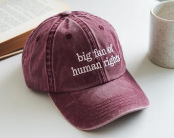 Human Rights Embroidered Cotton Dad Cap, Activist Protest Hat