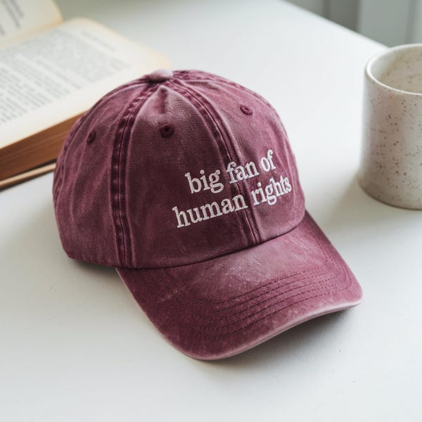 Human Rights Embroidered Cotton Dad Cap, Activist Protest Hat