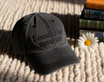 Embroidered Baseball Hat, I Could Be Meaner, Sarcastic Humor