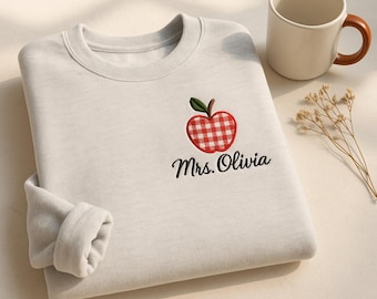Embroidered Teacher Sweatshirt, Custom Name, School Gift