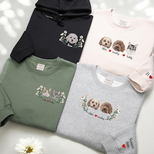 Per Embroidered Sweatshirt Custom Dog Face Embroidered Sweatshirt Dog Portrait Embroidered Sweatshirt Pet Memorial Gift Christmas Gift