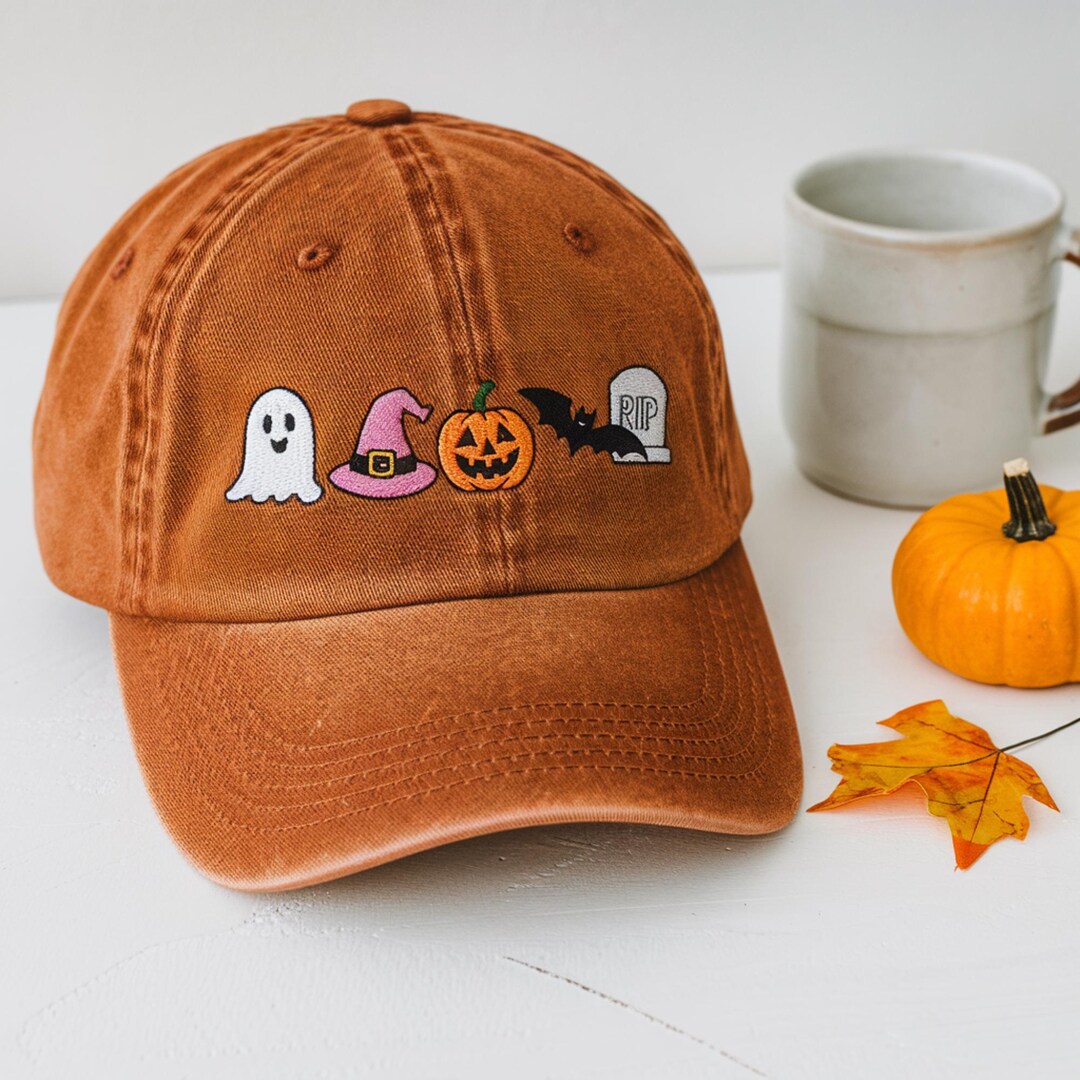 Boo Hat Embroidered Halloween Icons Hat, Pumpkin Ghost Hat, Cute Halloween Hat ...