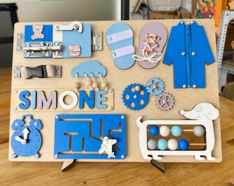 Custom Baby Busy Board, Kids Wooden Name Puzzle, Personalized Baby Gift, Development Busy Board, Personalised Montessori Educational