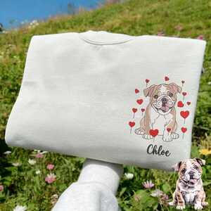 Custom Dog Portrait Embroidered Sweatshirt,Custom Pet Hoodie, Personalized Pet Face and Pet name Sweatshirt, Custom Pet Valentine Gift Shirt