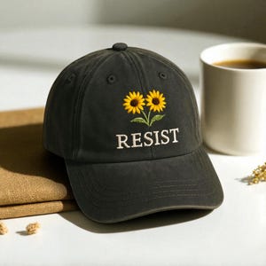 Resist Embroidered Hats FDT Democrat Gift, Political Protest Resist Baseball Cap, Leftist Anti-MAGA Liberal Progressive Hat