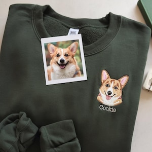 Custom EMBROIDERED Pet Sweater Using Pet Photo + Name Custom Dog Portrait Sweater Personalized Dog Pullover Sweatshirt Custom Cat Crewneck