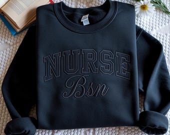 Embroidered Nurse Sweatshirt, RN Graduation Gift, Glitter Applique