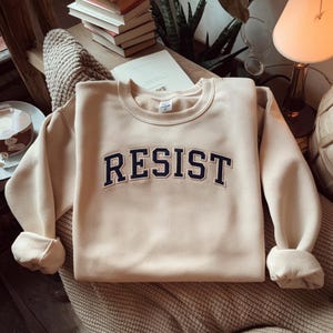 Embroidered Resist Sweatshirt, Political Shirts, Civil Rights Shirt, Black Lives Matter, Equality Shirt, Anti Trump, Liberal, Protest Shirt