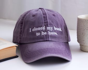 Embroidered Washed Baseball Cap, Funny Bookworm Hat, Teacher Gift