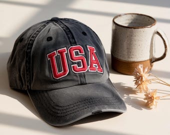 Embroidered Red White And Blondy Trucker Cap, Red White And Blondy Washed Hat, Fourth of July hat, 4th of July Hat, Cap