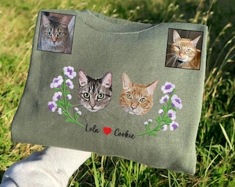 Custom Embroidered Pet Portrait Sweatshirt, Personalized Dog Hoodie