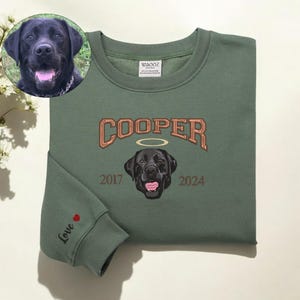 Custom Dog Portrait Memorial Embroidered Sweatshirt,Custom Pet Loss Hoodie, Personalized Pet Face and Pet name Sweatshirt, Custom Christmas
