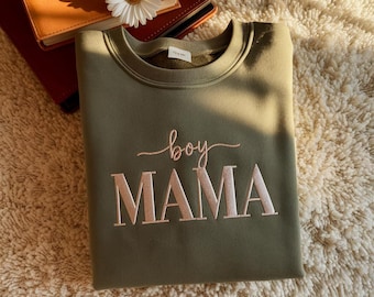 Boy Mama Embroidered Sweatshirt, Boy Mom Gift