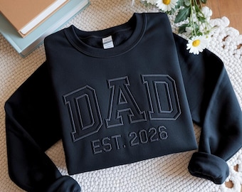 Embroidered Dad Sweatshirt, Personalized Kid Names Sleeve, Father's Day Gift