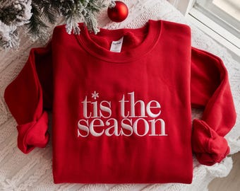 Besticktes „Tis The Season“-Weihnachts-Sweatshirt, Winter-Hoodie