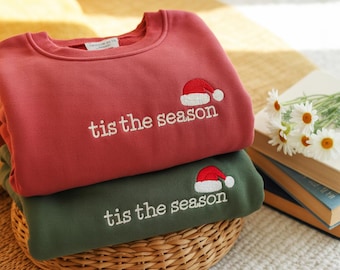 Besticktes „Tis The Season“-Weihnachts-Sweatshirt, Winter-Hoodie