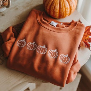 Pumpkin Outline Embroidered Sweatshirt- Pumpkin Outline Pullover - Simple Fall Pumpkin Crewneck - Minimal Fall Sweatshirt - Thanksgiving