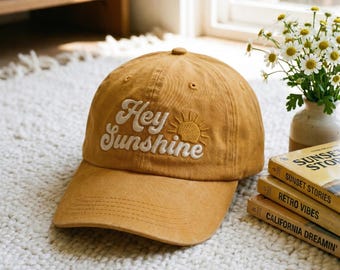 Embroidered Be Kind Hat, Retro 70s Style, Positivity, Motivational, Hey Sunshine Hat Cap, Funny, Boho, Oversize, Womens, Mens