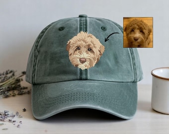 Custom Embroidered Pet Portrait Hat, Personalized Dog or Cat Cap