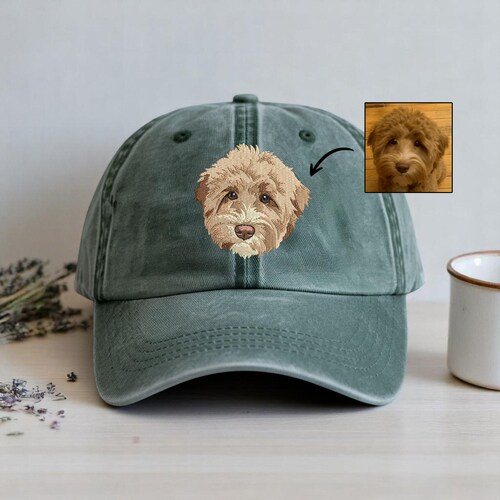 Custom Embroidered Pet Portrait Hat, Personalized Dog or Cat Cap
