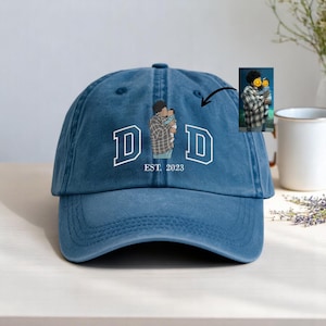 Bonnet papa personnalisé photo brodé, cadeau fête des pères