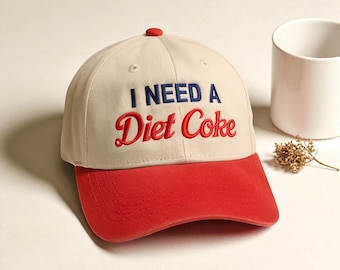 Embroidered I NEED A DIET COKE Cotton Hat