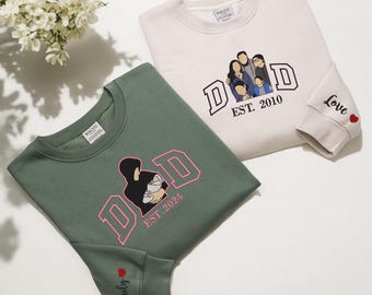Custom Embroidered Portrait Sweatshirt, Personalized Photo Hoodie